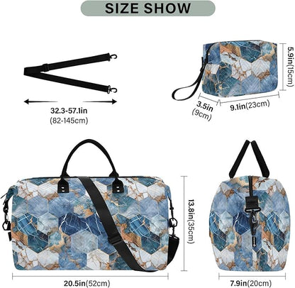 senya Weekender Bags Travel Duffel Gym Bag Hexagonal Nave Marble Carry on Overnight Tote Bag with Toiletry Bag for Airplane Travel Trip Gym Yoga, g366828860p1006c1071s2442