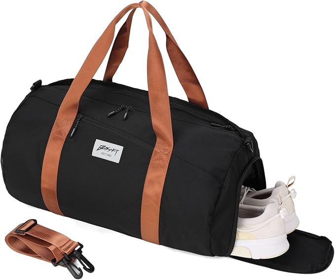 BE SMART Waterproof Mens Gym Bag with Shoe Compartment, Duffle Bag with Wet Pocket for Men, Lightweight Large Sport Carry On Duffel Bag With Tpu Pocket for Travel, Sports, Fitness & Workout