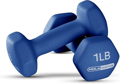 HolaHatha 2, 3, 5, 8, and 10 Pound Neoprene Dumbbell Free Hand Weight Set with Rack, Ideal for Home Exercises to Gain Tone and Definition, Pastel