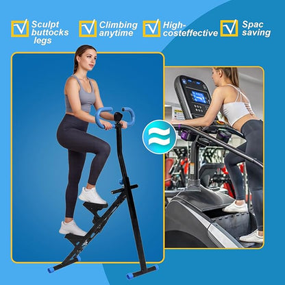 Stair Stepper for Home Gym, Foldable Vertical Climber Workout Machine, Full Body Cardio Machine with Adjustable Handles, LCD Monitor