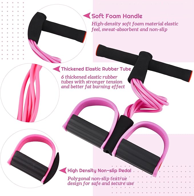 6 Pcs Fitness Resistance Exercise Bands 6 Tube Pedal Puller Resistance Band Set for Women Weight Loss Thigh Training Workout Equipment Elastic Arms Abdomen Shoulder Waist Leg Beginners Yoga