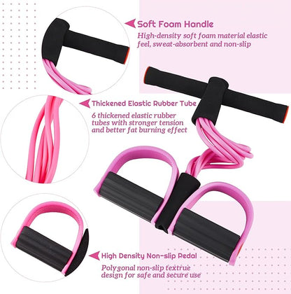 6 Pcs Fitness Resistance Exercise Bands 6 Tube Pedal Puller Resistance Band Set for Women Weight Loss Thigh Training Workout Equipment Elastic Arms Abdomen Shoulder Waist Leg Beginners Yoga