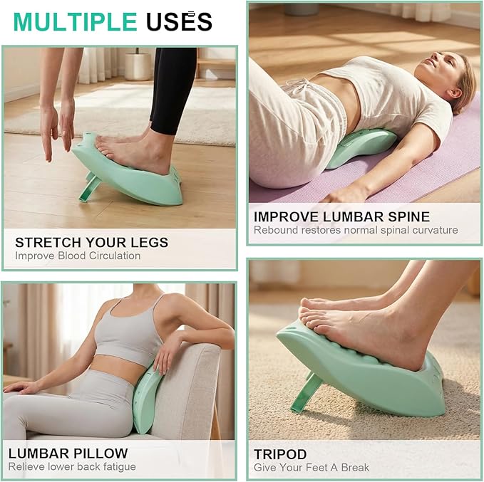 4-in-1 Slant Board & Back Stretcher – Adjustable Calf Stretch Board, Lumbar Pillow, and Foot Rest for Deep Muscle Relief, Post-Workout Recovery, and Injury Prevention