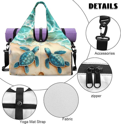 Gym Bag with Yoga Mat Holder Large Tote Bag With Multi Pockets for Women Men Dry Wet Separated Pocket Carryall Yoga Tote Bag for Pilates Travel Workout Office