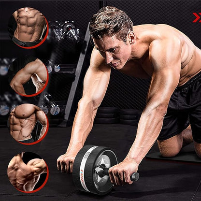 Ab Rollers Wheel Kit, Exercise Wheel Core Strength Training Abdominal Roller Set with Push Up Bars, Resistance Bands, Knee Mat Home Gym Fitness Equipment for Abs Workout