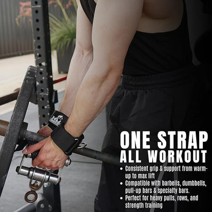 Ekkovision Weight Lifting Straps With Cuffed D Ring, Wrist Support for Men, Heavy Duty Thick Comfortable Lifting Straps, Secure Fit, Enhanced Grip, Straps for Weightlifting & Gym Training, Black