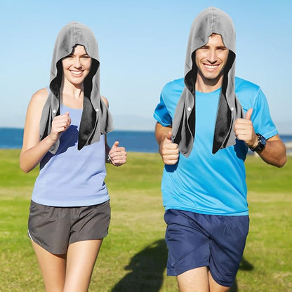 Sukeen Cooling Hoodie Towel, Cooling Towels for Neck and Face, Absorbent Quick Drying Cooling Head Towel Neck Wraps UV Protection for Sport Camping Workout Cycling