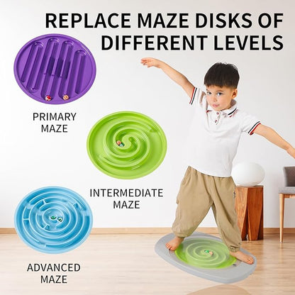 Balance Board for Kids, Toddler Balance Board Maze, Wobble Board with 6 Colored Balls,3 Replacement Labyrinth Boards, Balancing Board Physical Therapy for Sensory Training