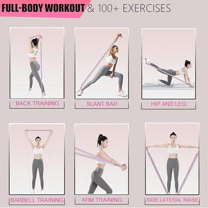 Resistance Bands Set with Handles - 5 Level Tubes (15-35 LBS), 12-Piece Home Gym Kit with Door Anchor, Ankle Straps & Massage Ball for Full Body Workout”