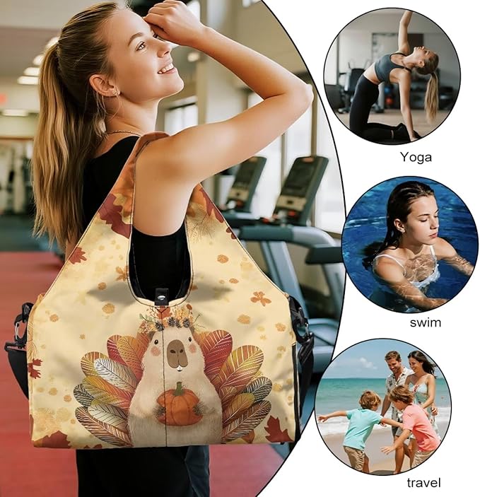 Gym Bag with Yoga Mat Holder Large Tote Bag With Multi Pockets for Women Men Dry Wet Separated Pocket Carryall Yoga Tote Bag for Pilates Travel Workout Office
