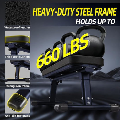 Flat Weight Bench, 2.4 Inch Thick Pad Workout Bench 660 LBS Bench Press Exercise Equipment for Home Gym Strength Weight Training