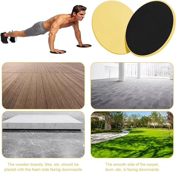 Upgrade Sport Core Sliders for Working Out - Dual Sided Glide Discs for Full Body Workout on Carpet or Hardwood Floor - Fitness & Home Exercise Equipment for Athletes