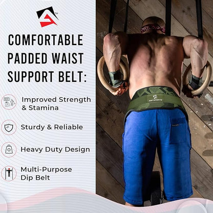 AQF Dip Belt for Weightlifting - Weight Belt with 36" Heavy Duty Steel Chain - Neoprene Padded Back Support Gym Lifting Belt for Powerlifting, Bodybuilding, Squat, Fitness & Pull up Training