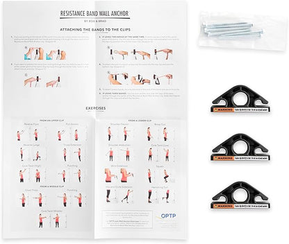 OPTP Resistance Band Wall Anchor Set by Bob and Brad: Wall Mounted Anchors for At Home Resistance Training, Home Gym Workouts, Strength Training, Fitness, and Physical Therapy Exercise