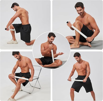 Muscle Roller Massage Roller Stick- Deep Tissue Fascia Blaster for Myofascial Pain Relief, Lymphatic Drainage & Body Sculpting, Handheld Physical Therapy & Recovery Tool (Black White-24 inch)