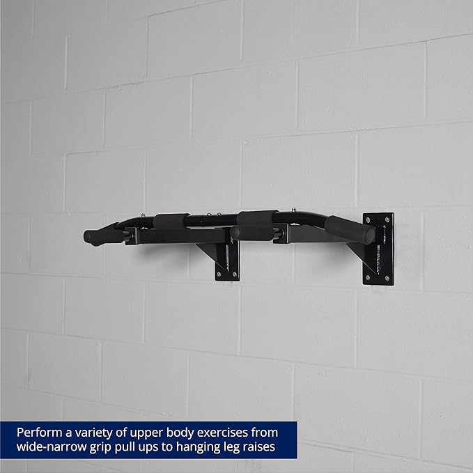 Titan Fitness 3 Position Wall Mounted Pull Up Bar ChinUp Mount Foam Grip Handles Multi Function Home Gym Exercise