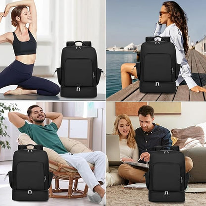 seyfocnia Gym Backpack for Men, Lightweight Sports Back pack With Shoe Compartment, Waterproof Gym Bag Large Workout Trainning Rucksack Casual Travel Daypack 21inch-Black