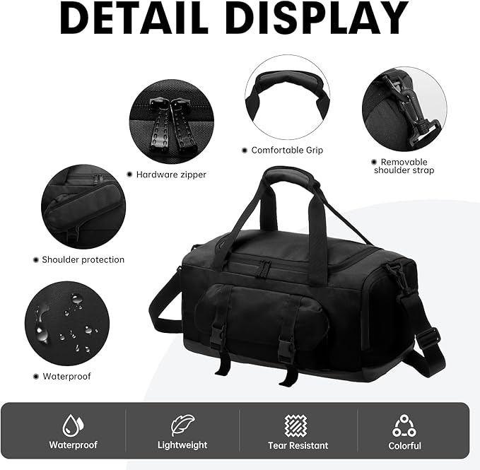 XEYOU Gym Bag for Women & Men, Sports Travel Duffel Bag with Shoe Compartment and Wet Pocket, Anti-Theft Carry On Weekender Bag for Airplane, Water Resistant Workout Overnight Bag for Travel Gym