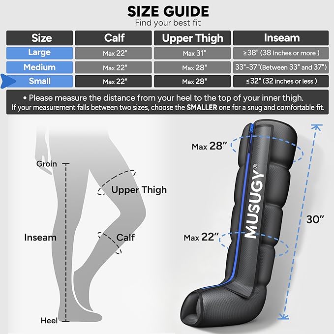 Sequential Air Compression Recovery System : Professional Full Leg Compression Boots for Circulation & Fast Recovery, Leg Recovery Boots for Muscle Relaxation - for Athletes, Runners, Gym