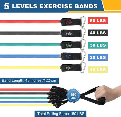 Resistance Bands Set, Exercise Bands for Working Out with Door Anchor/Handle/Ankle Strap/Pouch