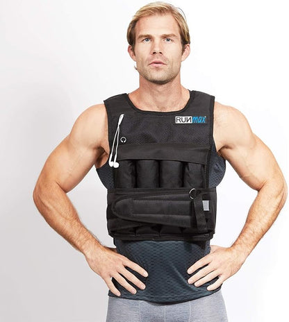 RUNmax Pro Weighted Vest 12lbs/ 20lbs/ 40lbs/ 50lbs/ 60lbs with Shoulder Pads Option
