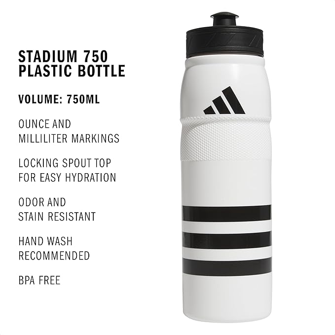 adidas 750 ML (28 oz) Stadium Refillable Plastic Sport Water Bottle