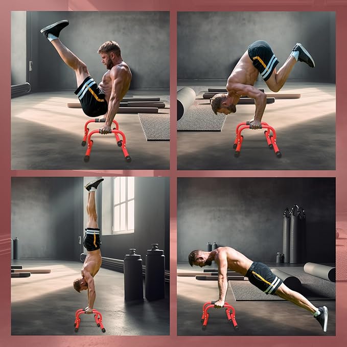 Push Up Bar, Parallettes Bars, No Wobbling Calisthenics Equipment for Handstand, L-Sit, Gymnastics, Calisthenics, Strength Training Parallel Bars for Men and Women