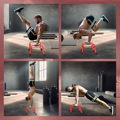 Push Up Bar, Parallettes Bars, No Wobbling Calisthenics Equipment for Handstand, L-Sit, Gymnastics, Calisthenics, Strength Training Parallel Bars for Men and Women