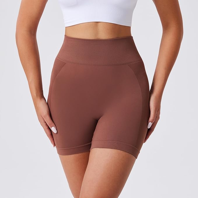 Evercute Women's Gym Shorts 3/4 Pack Seamless Scrunch Butt Lifting Workout Shorts 5" Tummy Control Ruched Booty Yoga Short