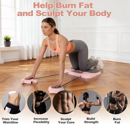 Pilates Board, 6-in-1 Pilates Reformer for Core & Full Body Workout, Portable Home Gym Equipment with Smart LED Digital Display, Pilates Trainer for Women, Beginners