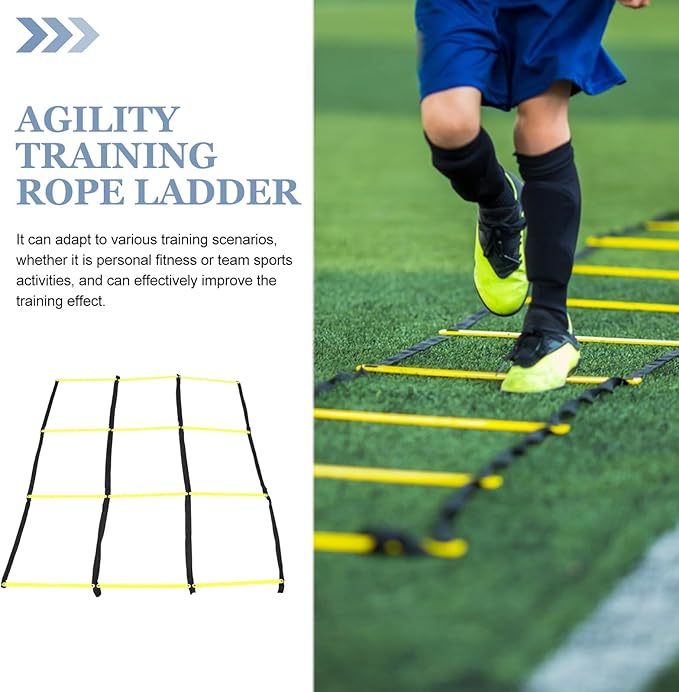 Homoyoyo Multi-Sport Agility Ladder with Nine-Square Rope Design Portable Workout Ladder for Football and Soccer Speed Training for Footwork and Conditioning