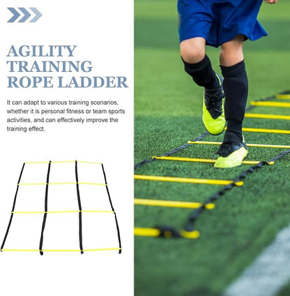 Homoyoyo Multi-Sport Agility Ladder with Nine-Square Rope Design Portable Workout Ladder for Football and Soccer Speed Training for Footwork and Conditioning