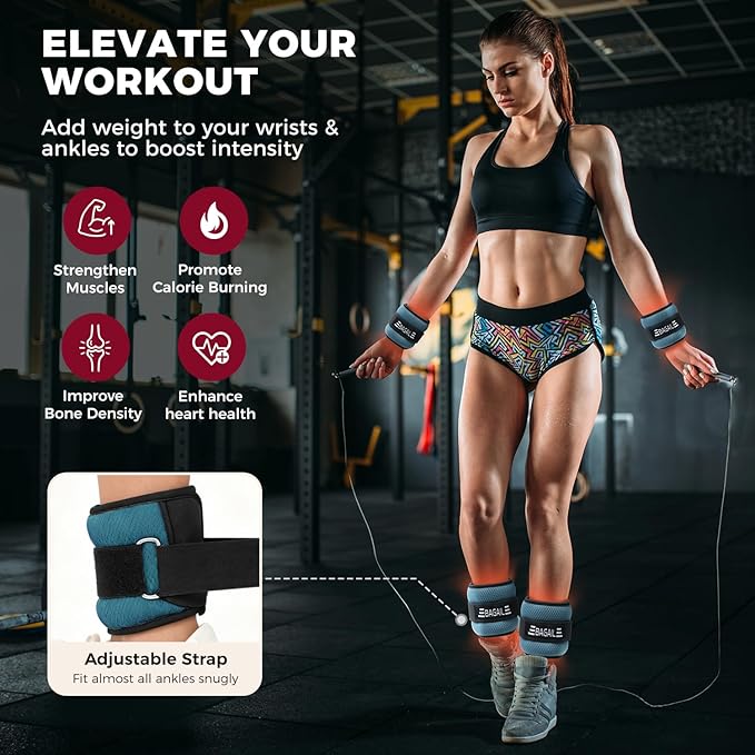 BAGAIL Ankle Wrist Weights for Women & Men, One Pair of 1/2/4/6/8/10 LBS Wearable Leg Arm Weights with Sleek Design & Secure Fit for Walking, Running, Pilates, Home Fitness & Physical Therapy