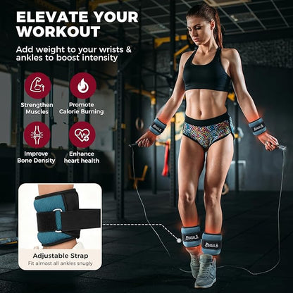 BAGAIL Ankle Wrist Weights for Women & Men, One Pair of 1/2/4/6/8/10 LBS Wearable Leg Arm Weights with Sleek Design & Secure Fit for Walking, Running, Pilates, Home Fitness & Physical Therapy