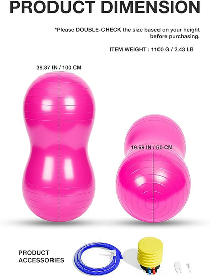 Extra Large Peanut Ball - 39.37"x19.67" Pregnancy, Labor, Birthing, Sensory | Physical Therapy Ball | Exercise Ball - Autism Therapy | Yoga Birth Ball - Core Strength, Stability, Fitness