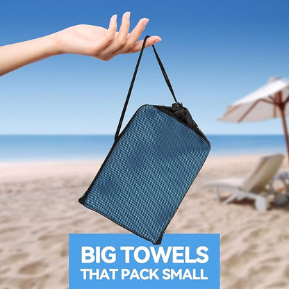 Microfibre Towel Extra Large for Beach, Travel, Swimming, Bath– Quick Dry, Ultra Compact, Sand Free, Lightweight & Super Absorbent(Marine Blue,78x35 in)