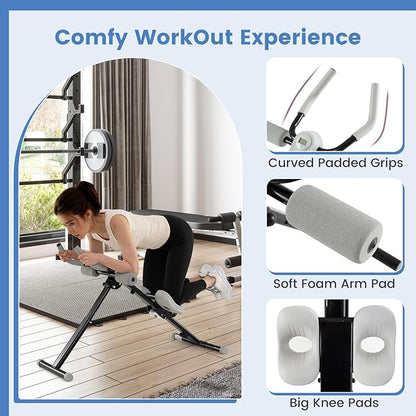 GYMAX Ab Workout Equipment, Adjustable Ab Machine for Whole Body Home Exercise with LCD Monitor, Big Knee Pads & Foam Cover, Core Ab Stomach Trainer for Home Gym Strength Training
