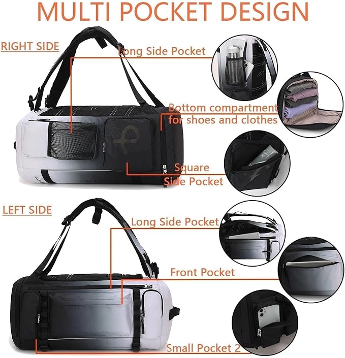 BE SMART 2 in 1 Convertible Gym Duffel Bags with Shoes Compartment - 40L Waterproof Extra Large Workout Backpack for Gym Men, Heavy Duty Sports Duffle Backpacks for Travel, Hiking, Camping, Carry On