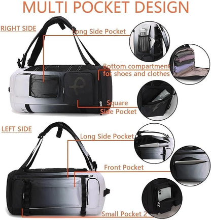 BE SMART 2 in 1 Convertible Gym Duffel Bags with Shoes Compartment - 40L Waterproof Extra Large Workout Backpack for Gym Men, Heavy Duty Sports Duffle Backpacks for Travel, Hiking, Camping, Carry On