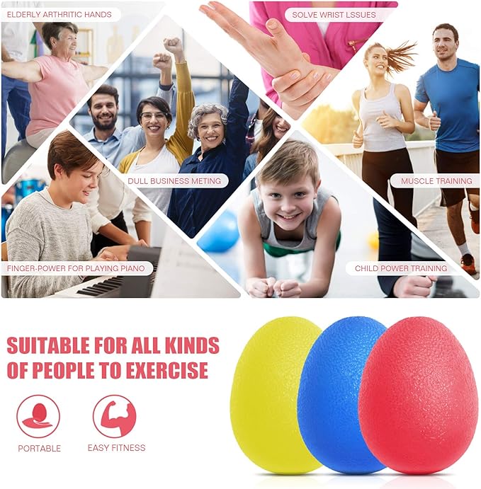 Peradix Hand Grip Strength Trainer, Stress Relief Ball, Wrist Rehab Therapy Hand Grip Equipment Ball Squishy Tools - Set of 3 Finger Resistance Exercise Squeezer
