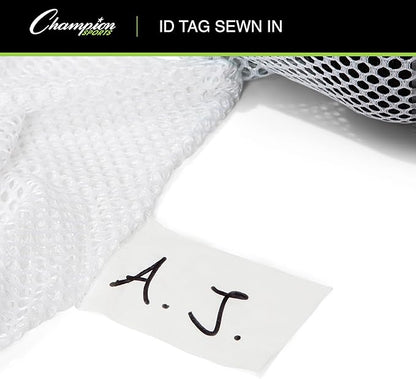 Champion Sports Mesh Equipment Bag – Heavy-Duty Nylon Drawstring Bag with Lock & ID Tag, Breathable Storage Sack for Balls, Swim Gear, Laundry & Toys, Multiple Sizes & Colors