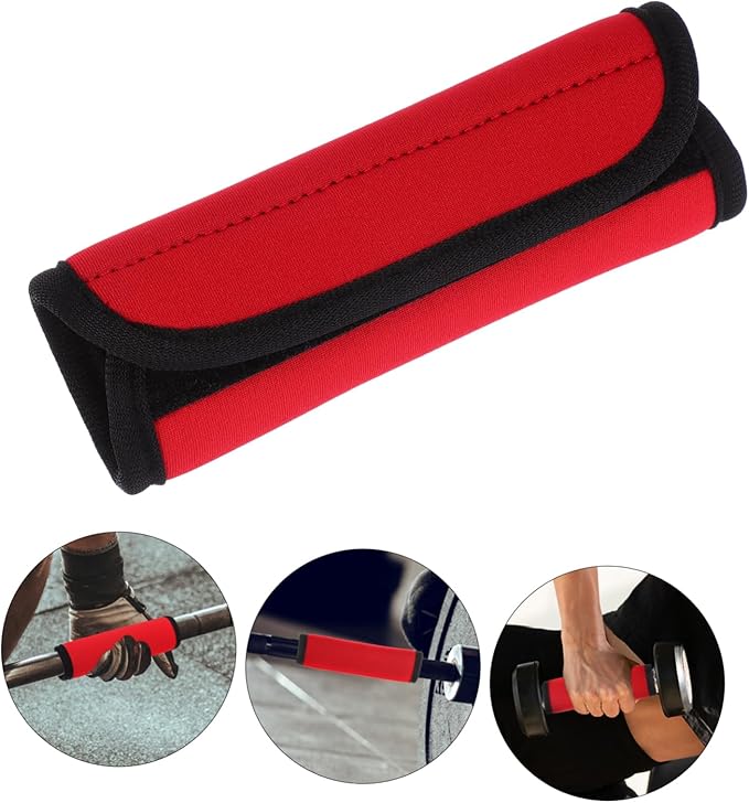 2Pcs Removable Polyester Barbell Pad with Non Skid Grip Cover for Weightlifting Dumbbell and Horizontal Bars Protection Training Accessory for Hip Thrusts and Pull Ups Red