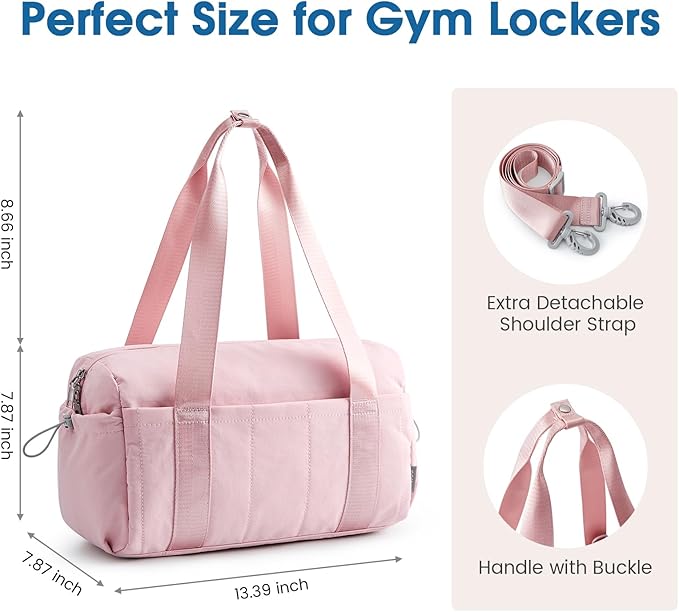 G4Free Small Gym Bag for Women 14 Inch Mini Gym Duffle Bag with Wet Compartment Cute Duffel for Travel Sport Workout (Pink)