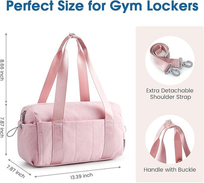 G4Free Small Gym Bag for Women 14 Inch Mini Gym Duffle Bag with Wet Compartment Cute Duffel for Travel Sport Workout (Pink)