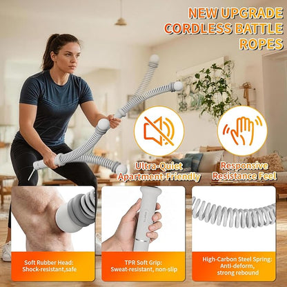 Ropeless Battle Ropes Adjustable Weight, Portable Cordless Battle Ropes for Home Gym with Storage Bag, High Calorie Burn for Men & Women, Fitness Equipment for HIIT & Low-Impact Aerobic Training