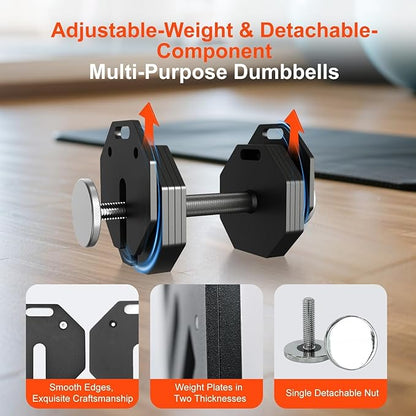 Adjustable Dumbbell Sets, Each 50/80/90/110/120LB Pairs Durable Steel Build, Free Weights Dumbbells Set of 2 with Anti-slip Handle, For Full Body Home Gym Workout Home Strength Training Equipment 50/80/90/110/120LBSX2