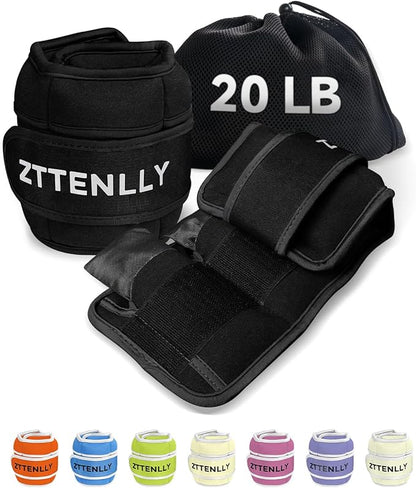 Adjustable Ankle Weights for Women Men and Kids | 1 Pair 5 10 15 18 20 Lbs Leg Wrist Ankle Weight Straps for Yoga, Walking, Running, Aerobics, Gym, Dance, Pilates, Cardio