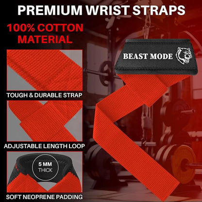 TECEUM Lifting Straps for Weightlifting Gym Strength Training - Wrist Straps with Neoprene Padded Cotton - Men & Women – Ideal for Powerlifting, Bodybuilding & Deadlifts
