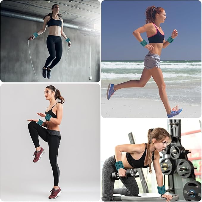 Wrist & Ankle Weights for Women Men, 1lb/2lb/4lb Set of 2 - Adjustable Wearable Weighted Bands, Waterproof Silicone Arm & Leg Weights for Pilates, Yoga, Walking, Dance, Home Workout & Gym