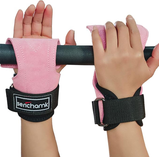 Wrist Straps for Weightlifting with Wrist Wraps,Leather Weight Lifting Wrist Wraps Grip Assistance Deadlift Straps Workout Gym Straps for Men and Women
